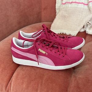 Puma Women's SUPERSUEDE Fuchsia and Light Pink Sneakers